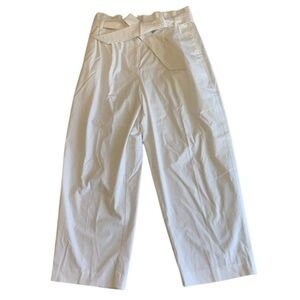 NWOT J. Crew Tie Waist Ripstop Cotton Pants, white, size 10, paper bag waist